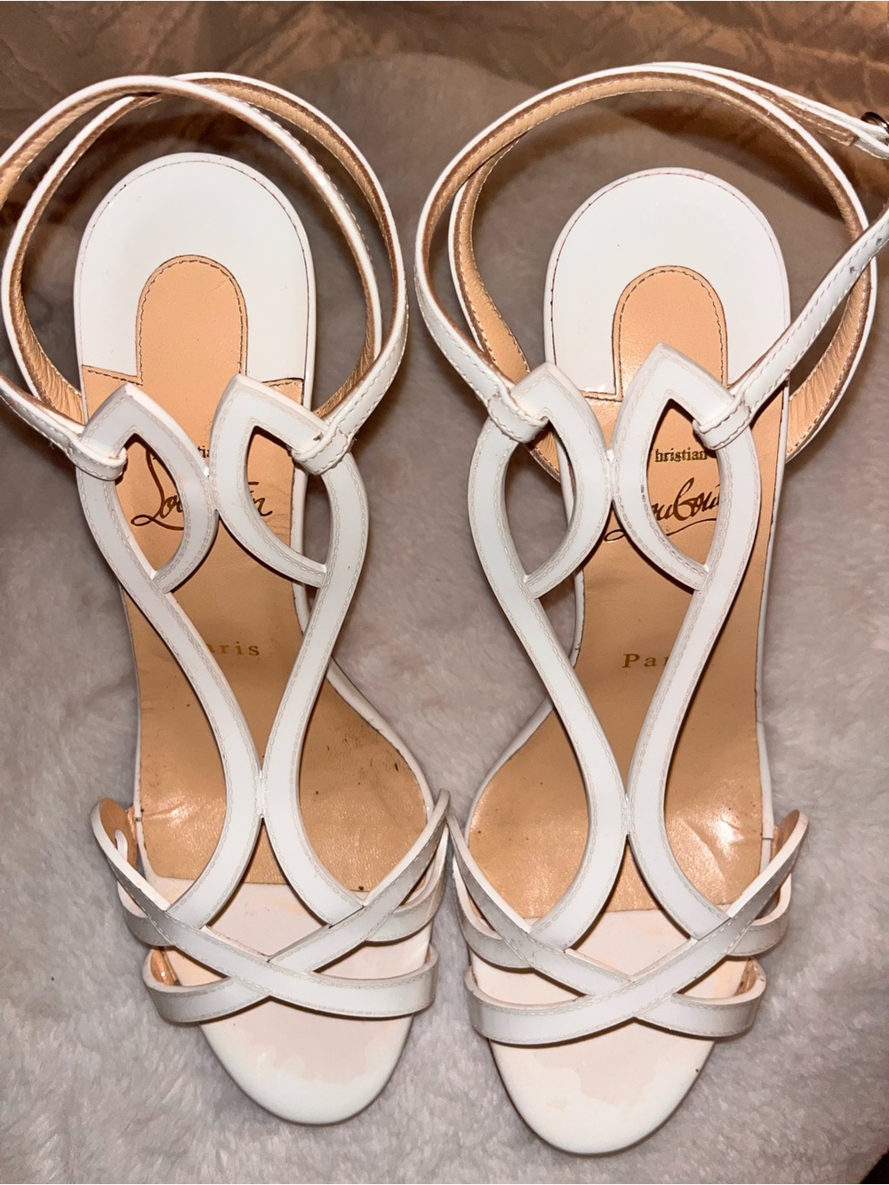 Christian Louboutin White Leather Strappy Heels
